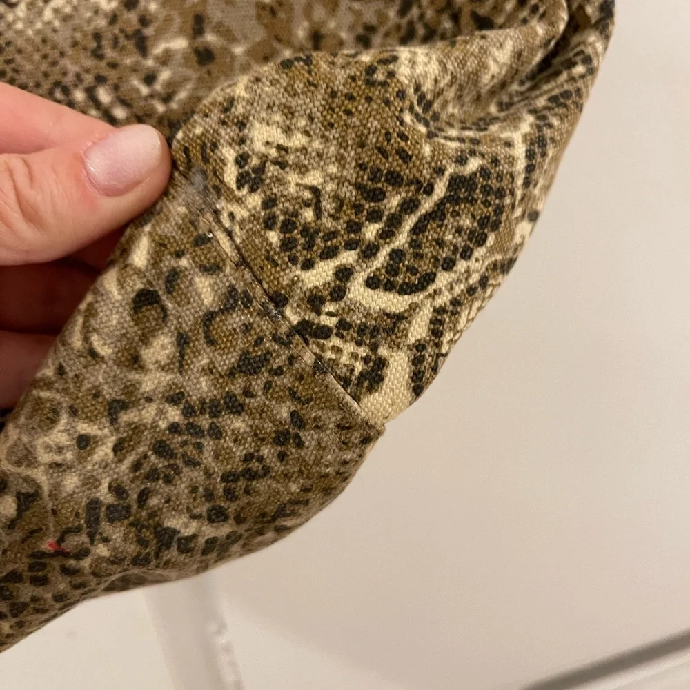 Tory Burch Canvas Reptile Print Tote with Brown Leather Detail